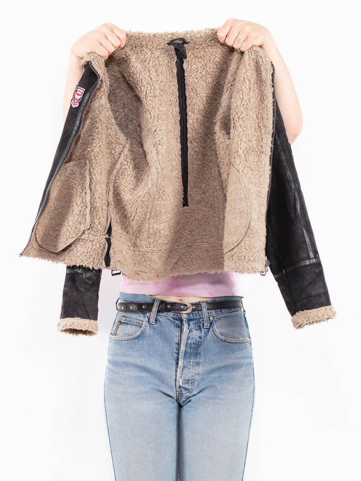 Vintage 00's Women Faux Sheepskin in BlackA0504
