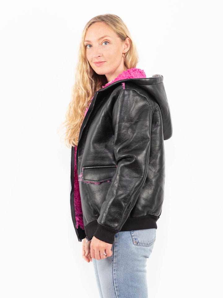 Vintage 00's Women Faux Sheepskin in BlackA0542