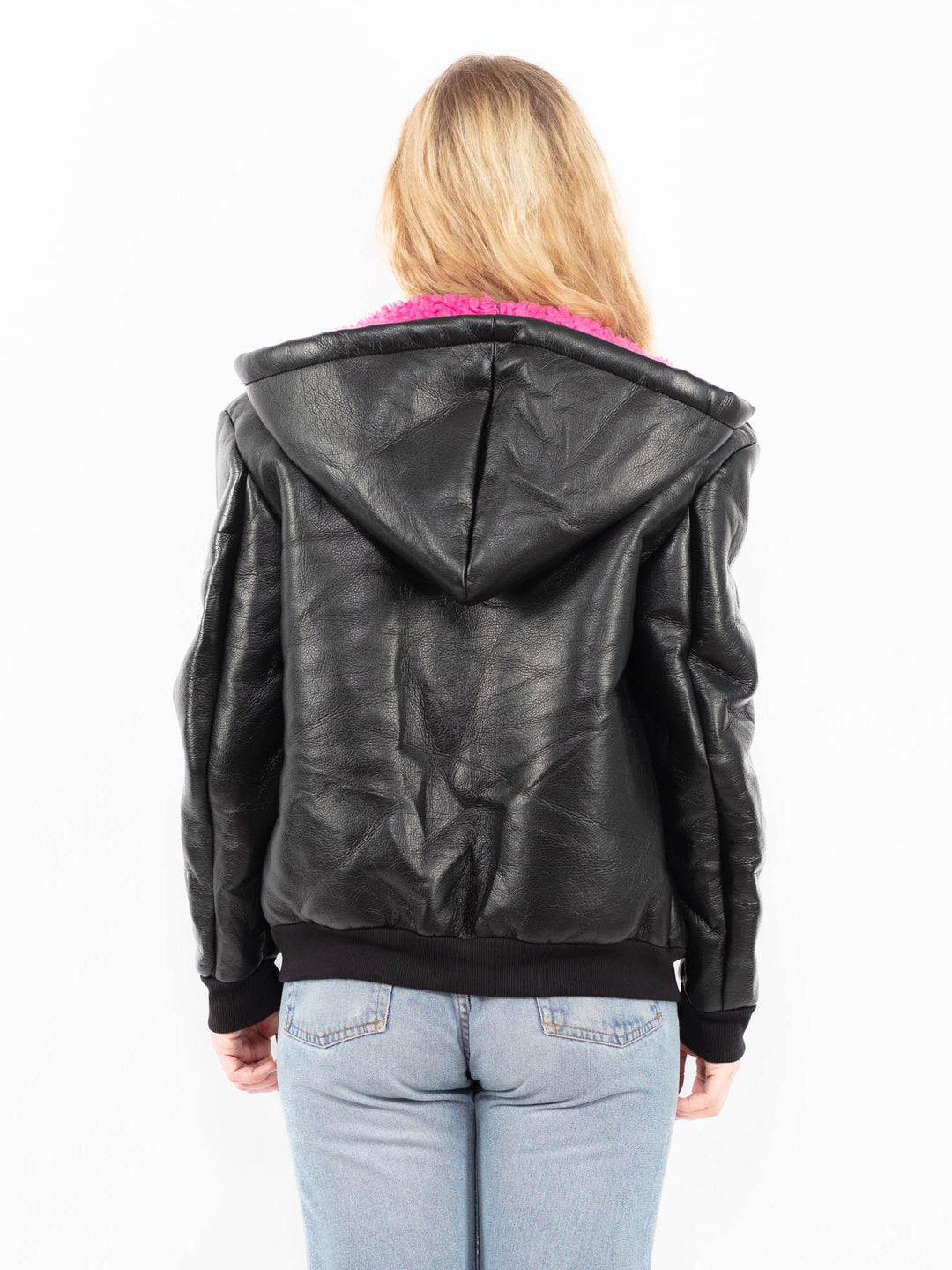 Vintage 00's Women Faux Sheepskin in BlackA0542