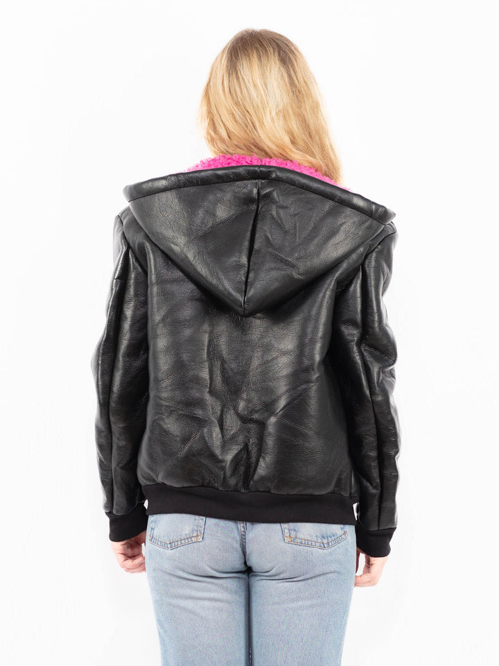 Vintage 00's Women Faux Sheepskin in BlackA0542