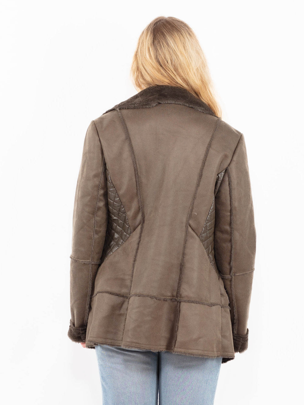 Vintage 00's Women Faux Sheepskin in BrownA0544