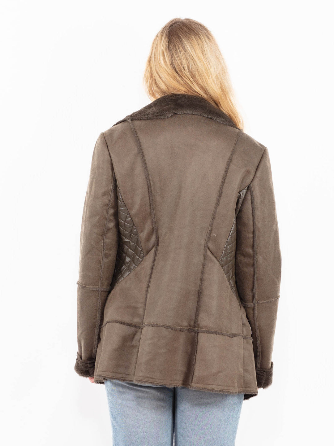 Vintage 00's Women Faux Sheepskin in BrownA0544