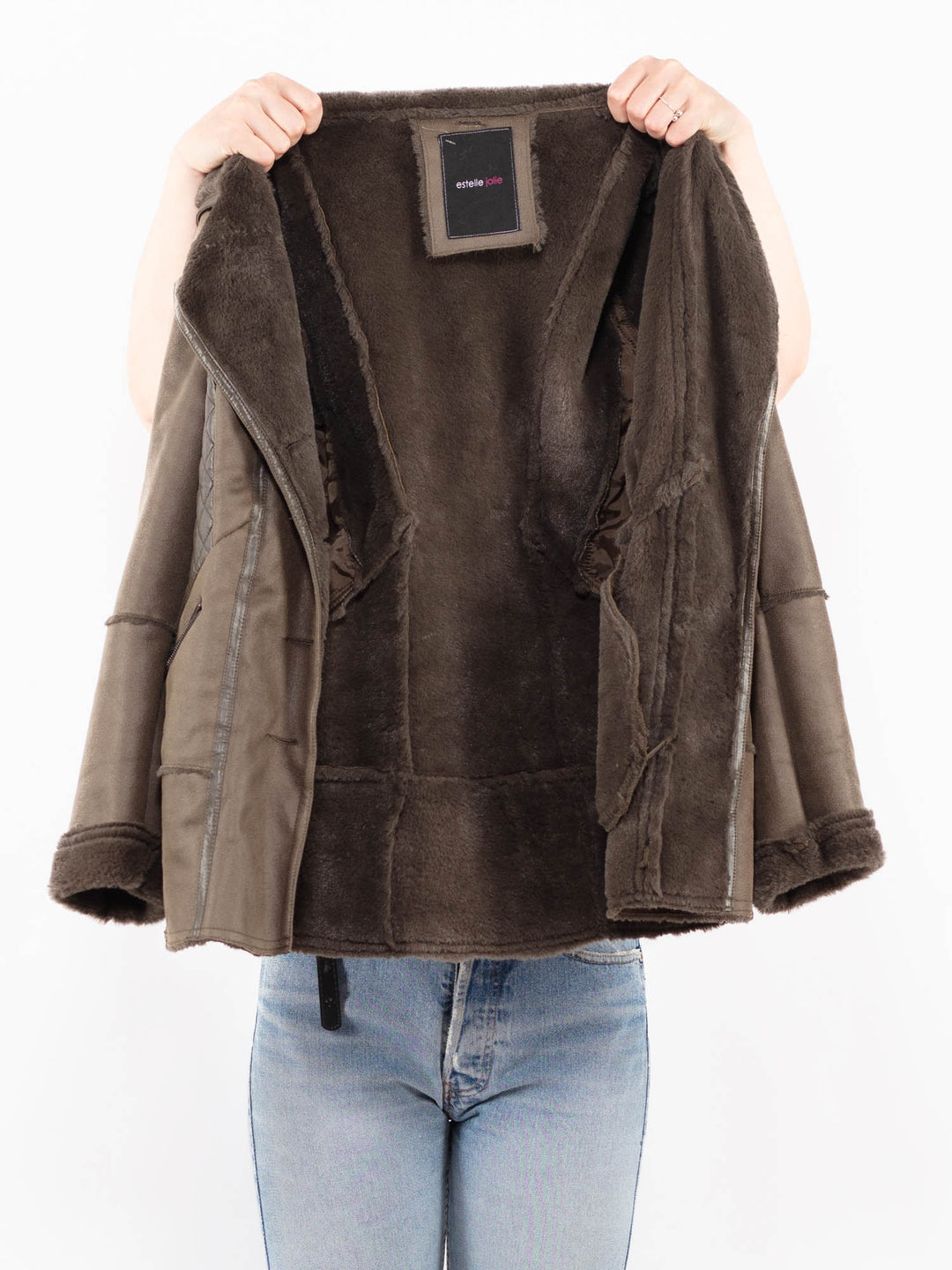 Vintage 00's Women Faux Sheepskin in BrownA0544