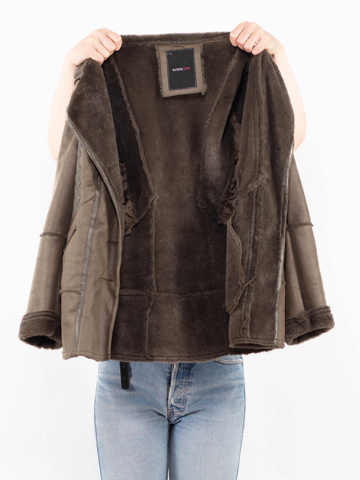 Vintage 00's Women Faux Sheepskin in BrownA0544