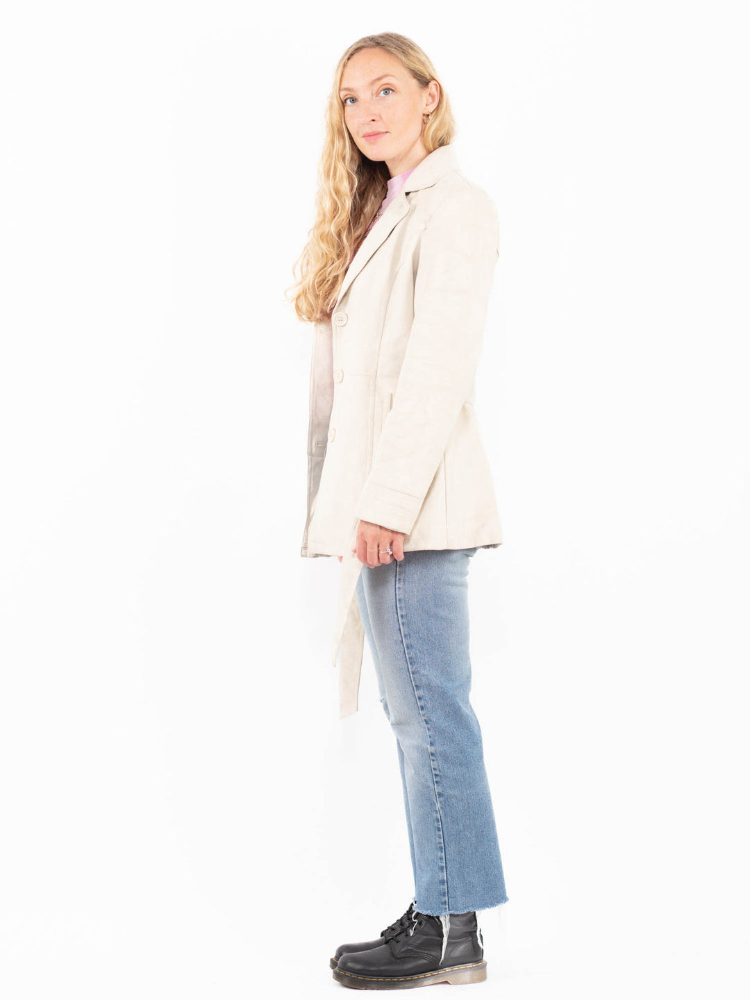 Vintage 00's Women Faux Sheepskin Jacket in WhiteA0547