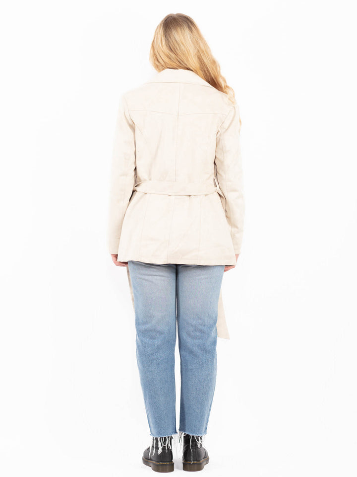 Vintage 00's Women Faux Sheepskin Jacket in WhiteA0547