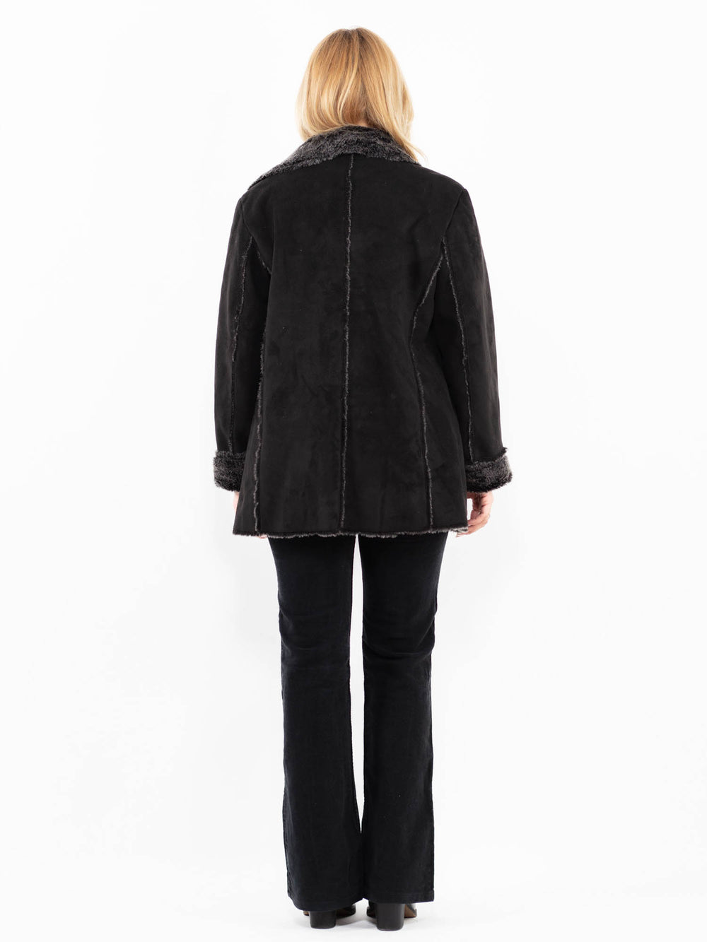 Vintage 00's Women Faux Sheepskin Jacket in BlackA0197