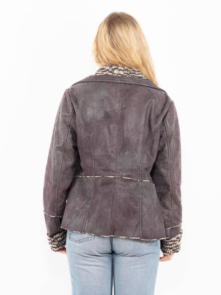 Vintage 00's Women Faux Sheepskin Jacket in GrayA0553