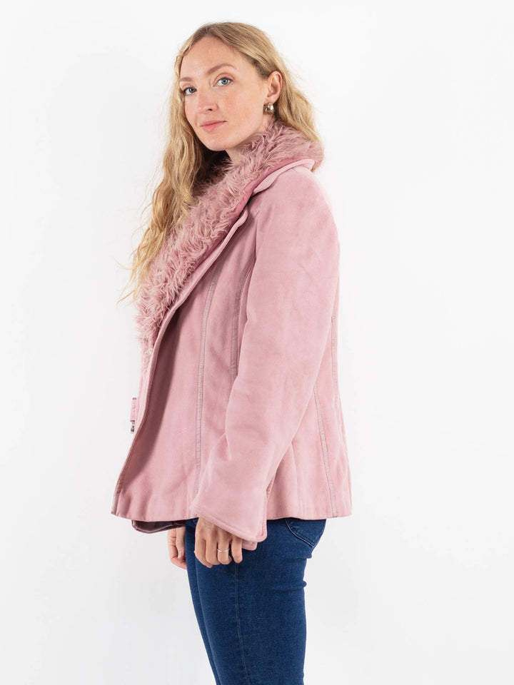 Vintage 00's Women Faux Sheepskin Jacket in PinkV9905
