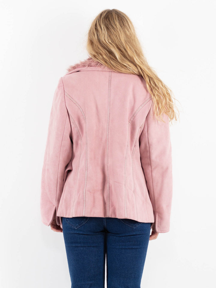 Vintage 00's Women Faux Sheepskin Jacket in PinkV9905