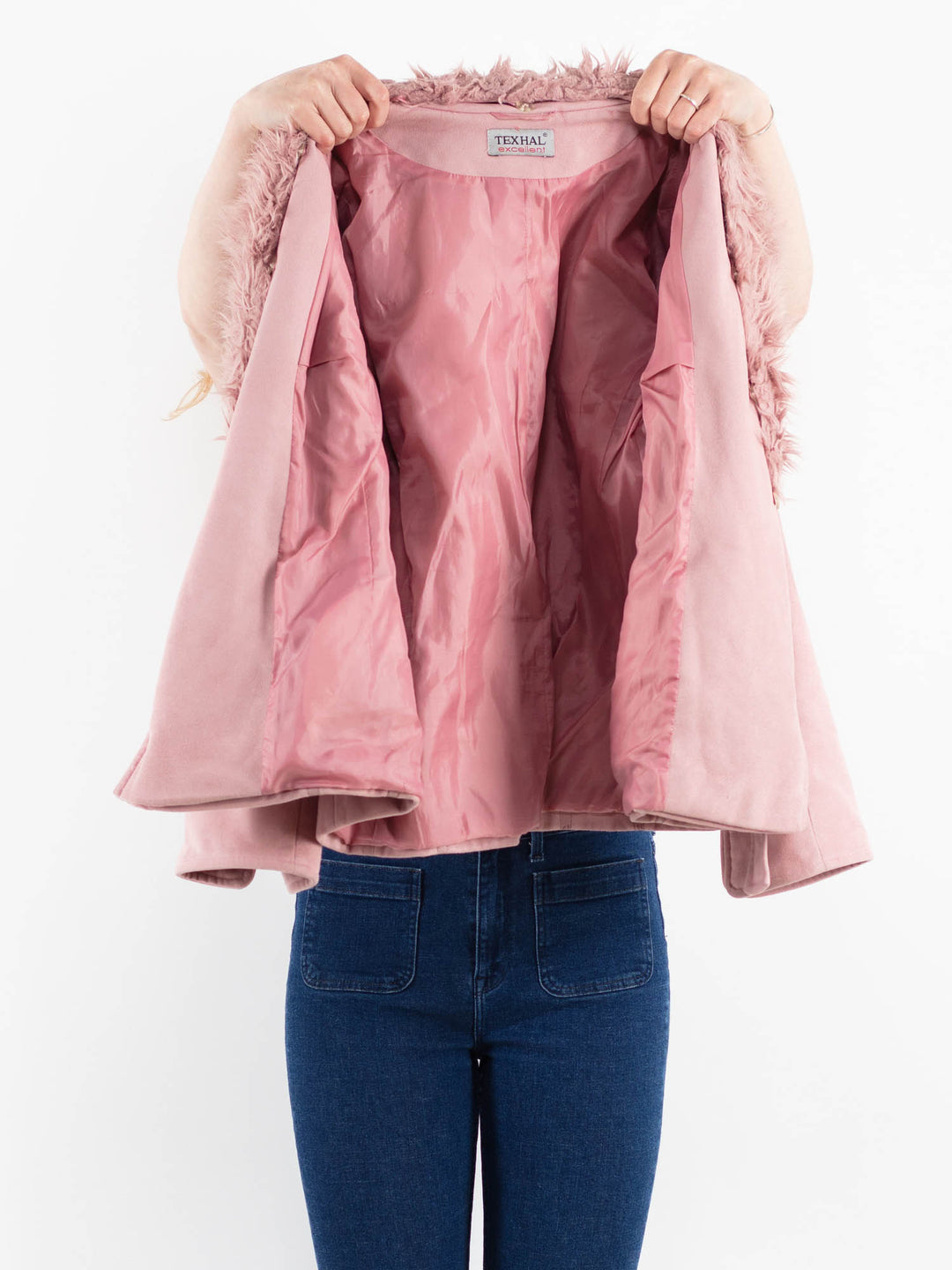Vintage 00's Women Faux Sheepskin Jacket in PinkV9905