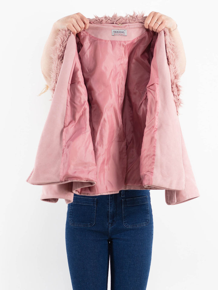 Vintage 00's Women Faux Sheepskin Jacket in PinkV9905