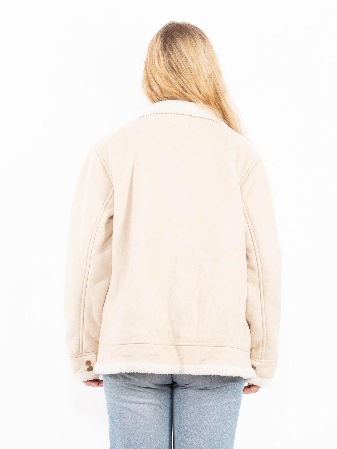 Vintage 00's Women Faux Sheepskin Jacket in BeigeA0554