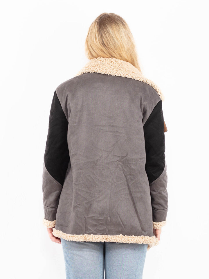 Vintage 00's Women Faux Sheepskin Jacket in GrayA0555