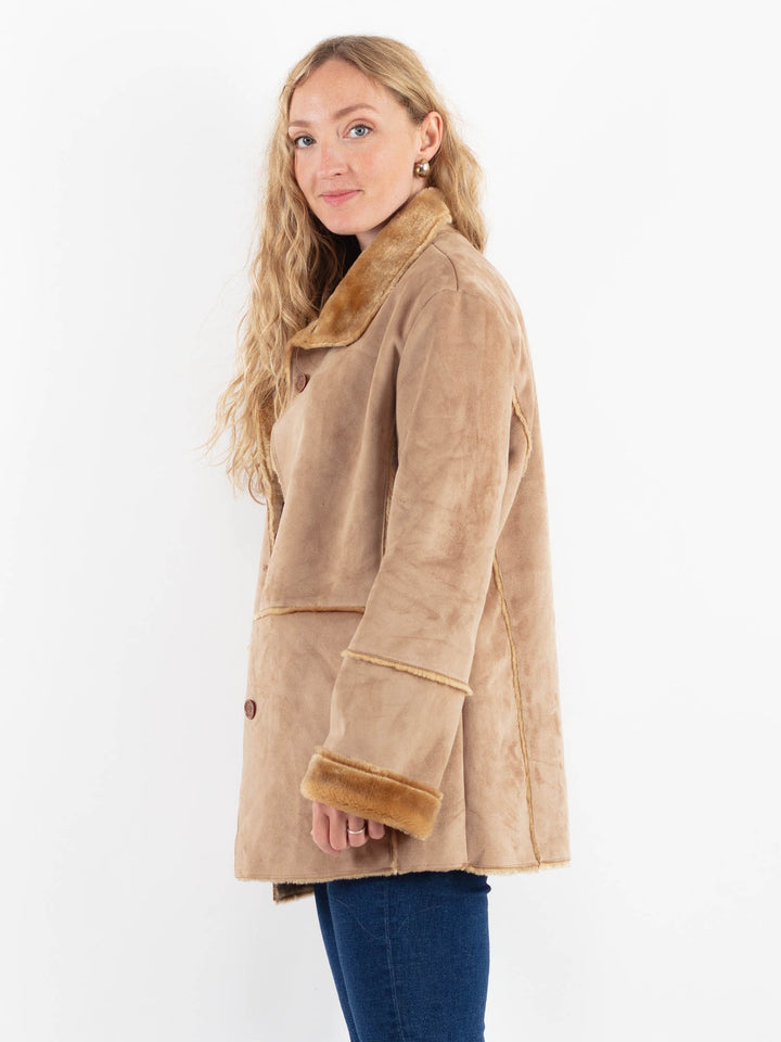 Vintage 00's Women Faux Sheepskin Jacket in BeigeV9907