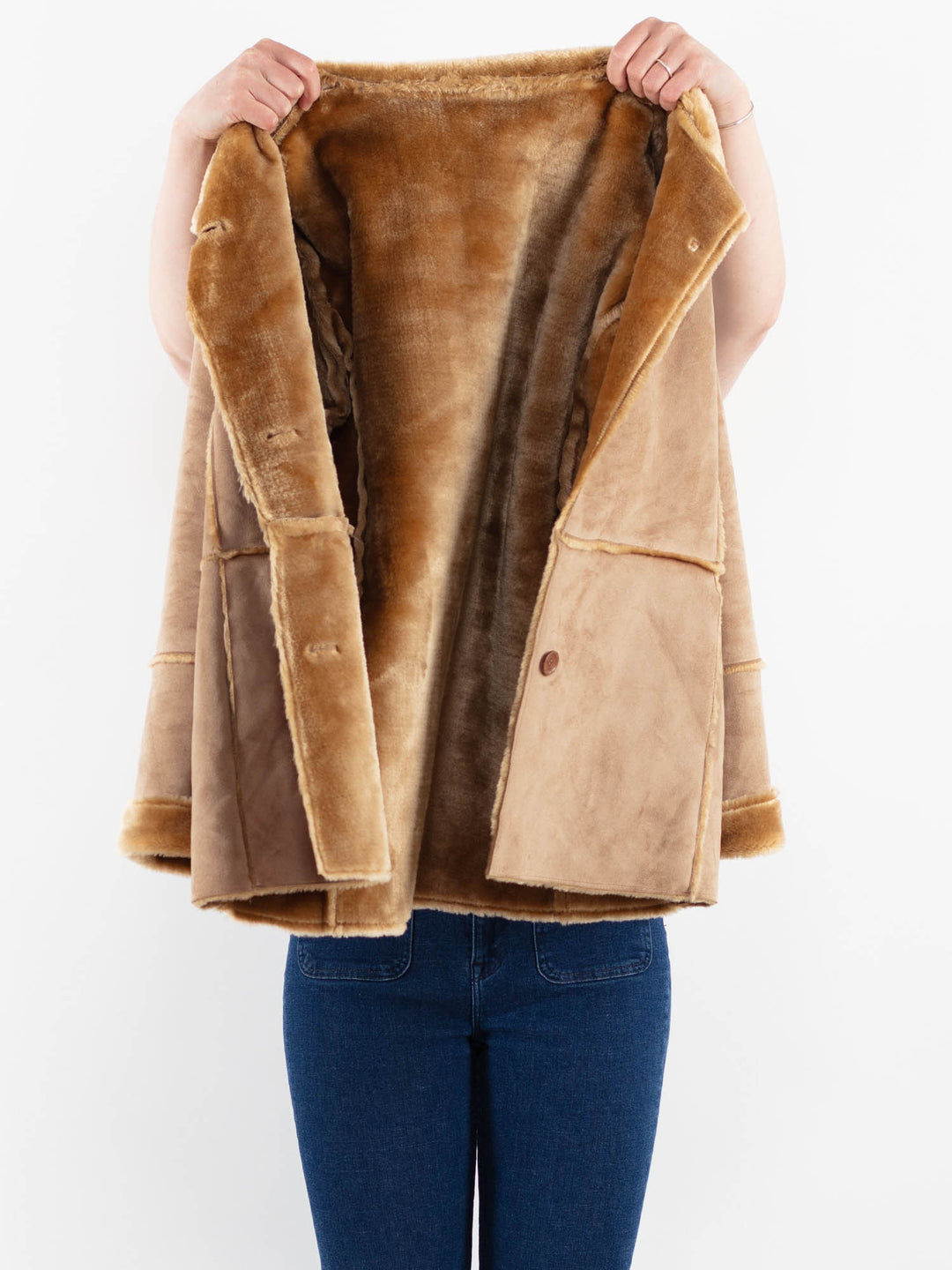 Vintage 00's Women Faux Sheepskin Jacket in BeigeV9907