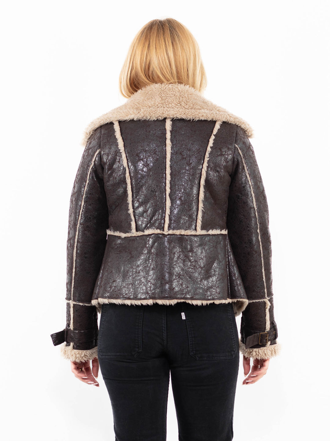 Vintage 00's Women Faux Sheepskin in BrownA0205