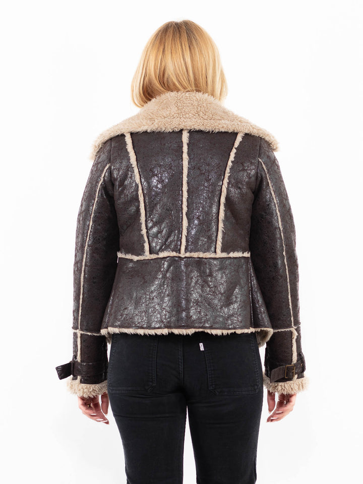 Vintage 00's Women Faux Sheepskin in BrownA0205