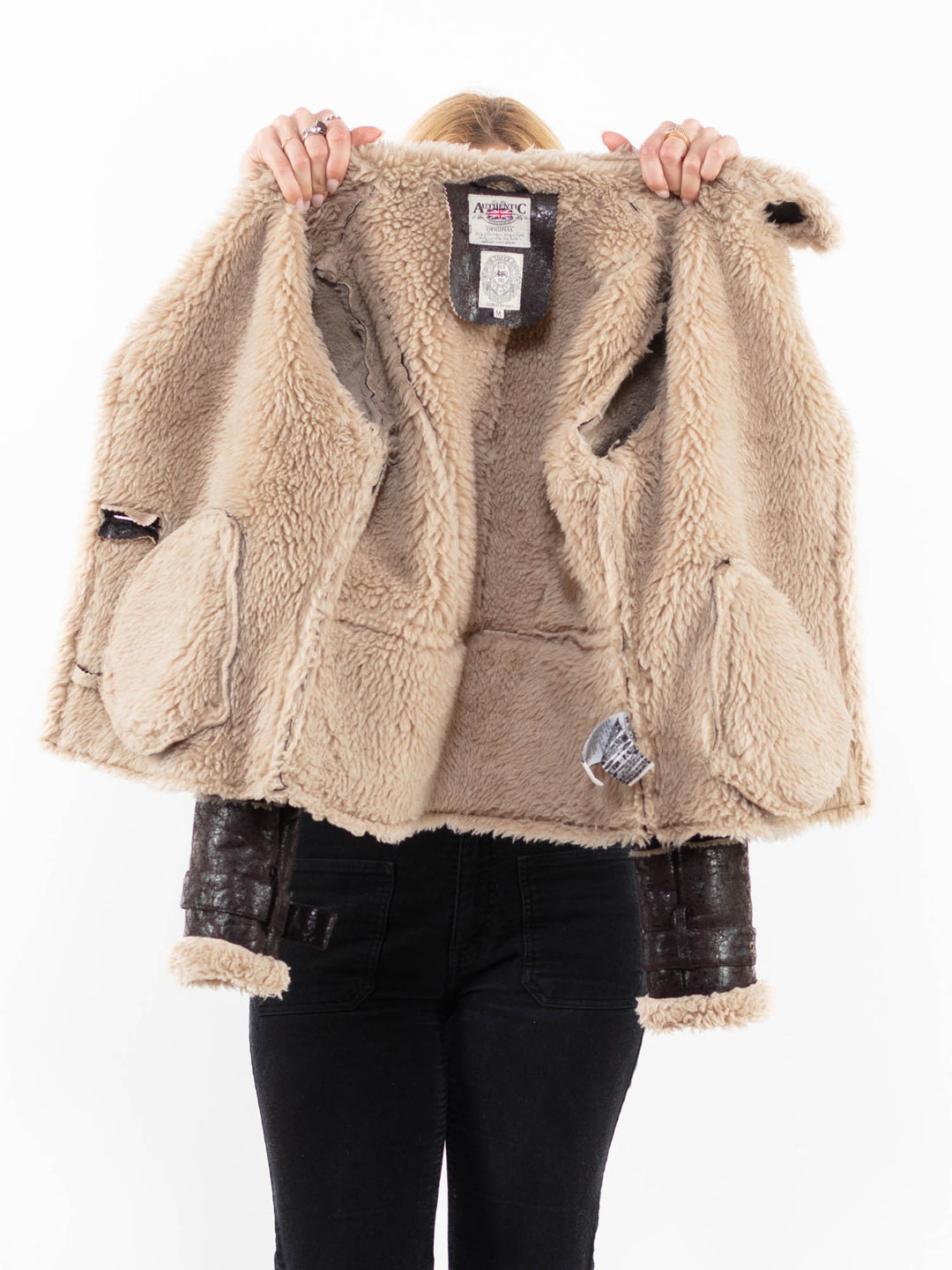 Vintage 00's Women Faux Sheepskin in BrownA0205