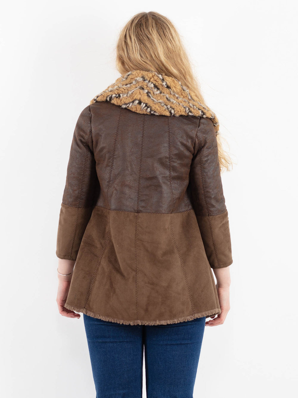 Vintage 00's Women Faux Sheepskin Jacket in BrownV9913