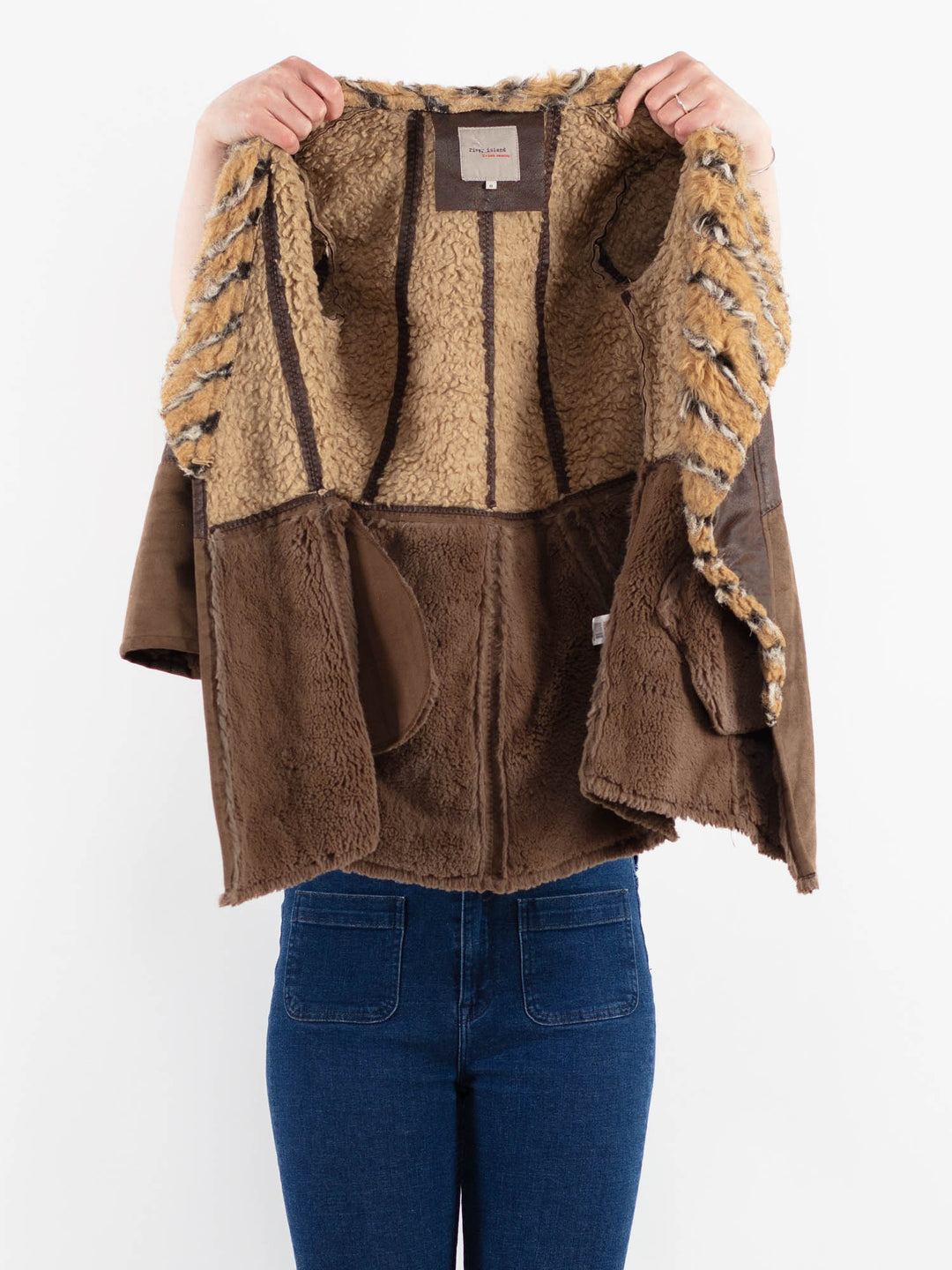 Vintage 00's Women Faux Sheepskin Jacket in BrownV9913