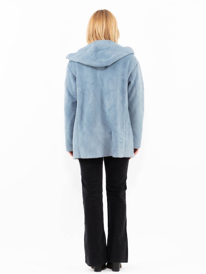 Vintage 00's Women Faux Sheepskin Jacket in BlueA0208