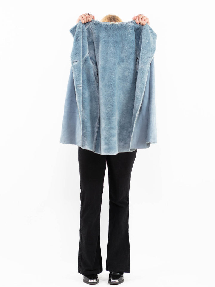 Vintage 00's Women Faux Sheepskin Jacket in BlueA0208