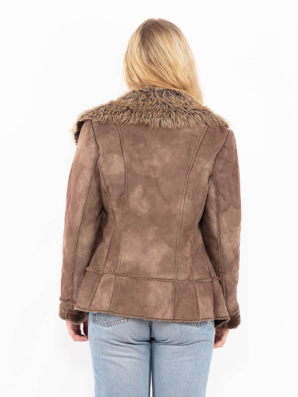 Vintage 00's Women Faux Sheepskin Jacket in BrownA0564