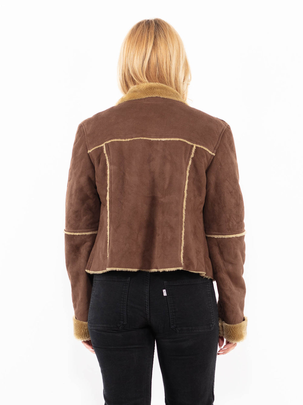 Vintage 00's Women Faux Sheepskin Jacket in BrownA0210