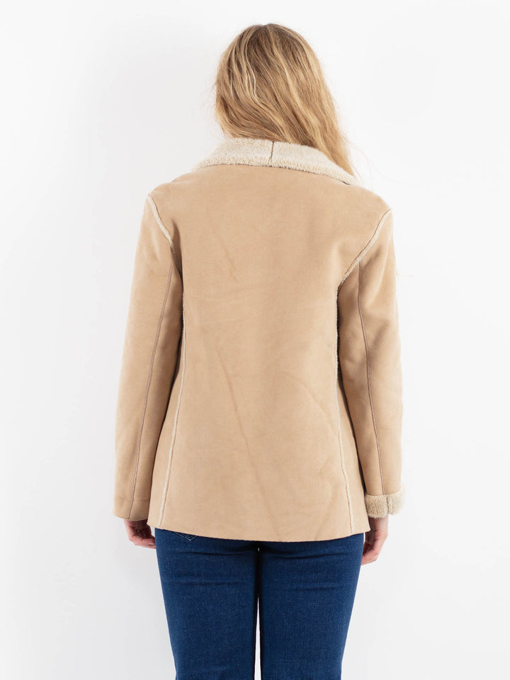 Vintage 00's Women Faux Sheepskin Jacket in BeigeV9917