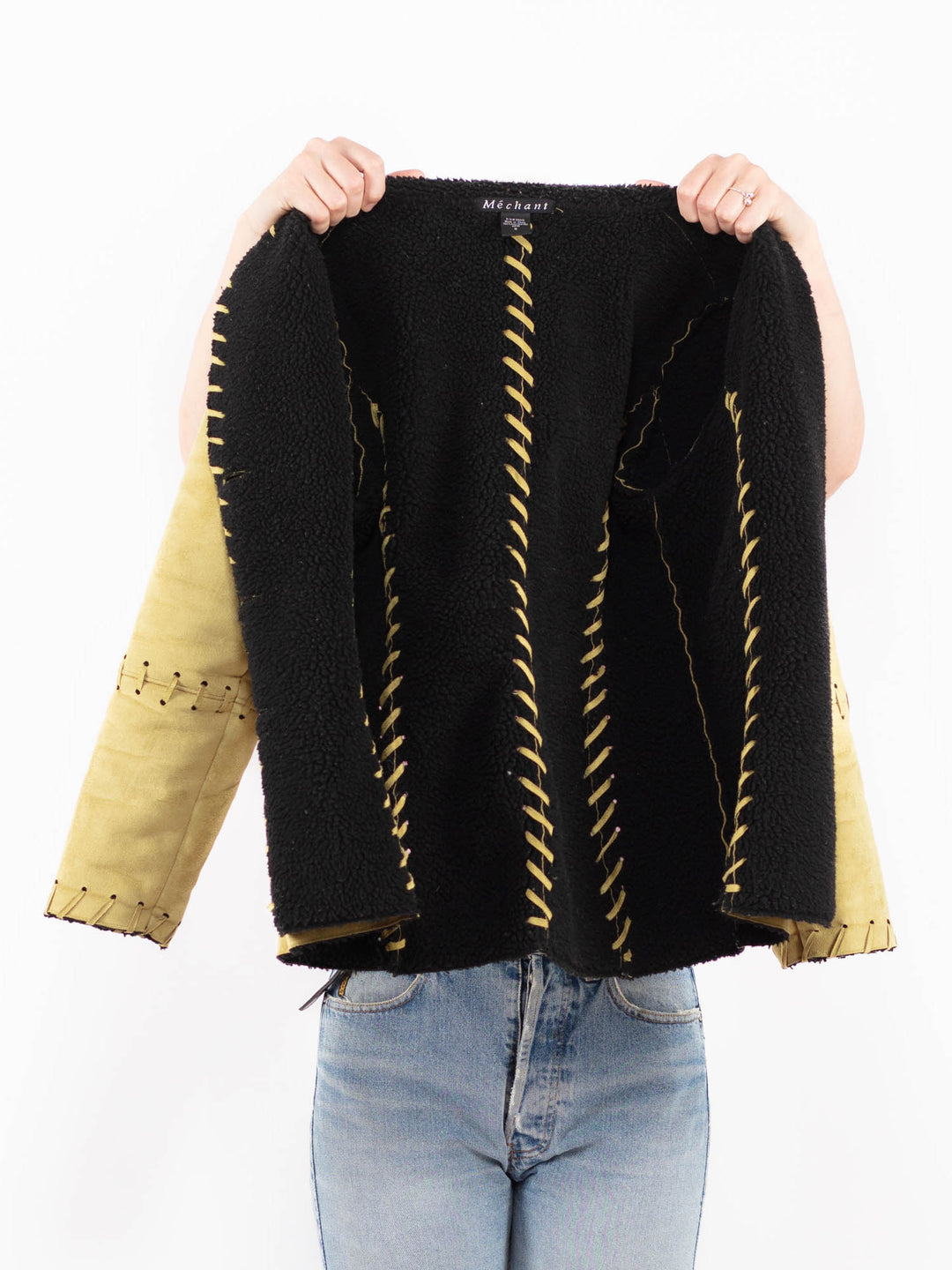 Vintage 00's Women Faux Sheepskin Jacket in GreenA0566