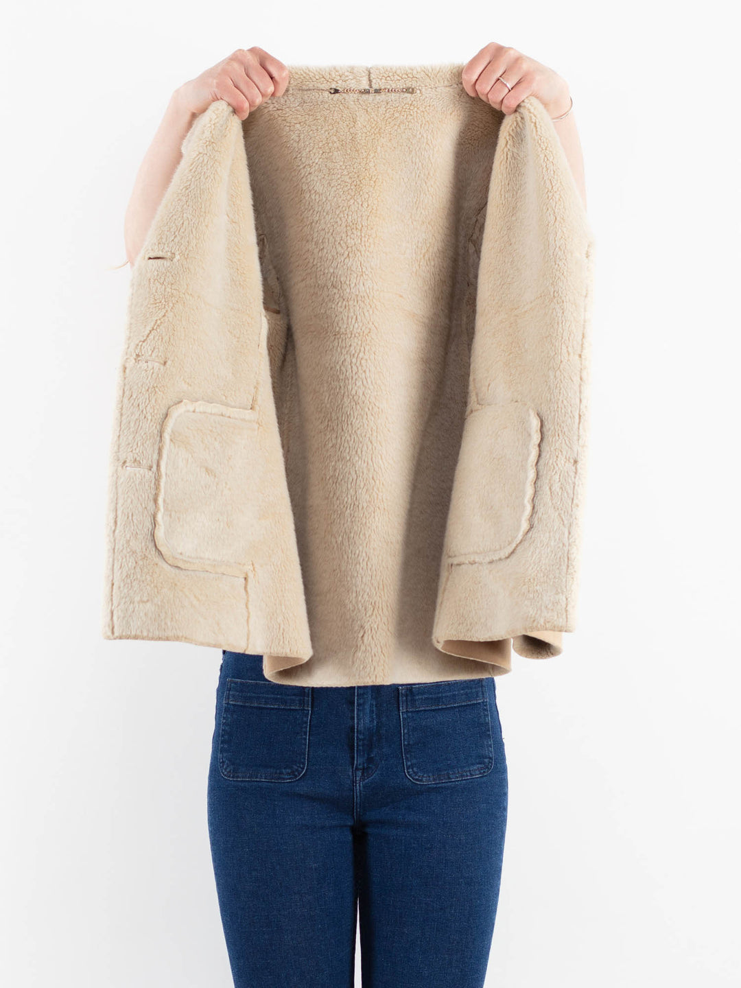 Vintage 00's Women Faux Sheepskin Jacket in BeigeV9917