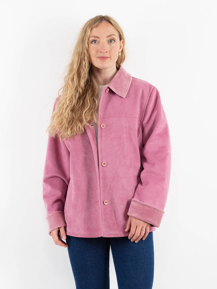 Vintage 00's Women Faux Sheepskin Jacket in PinkV9921