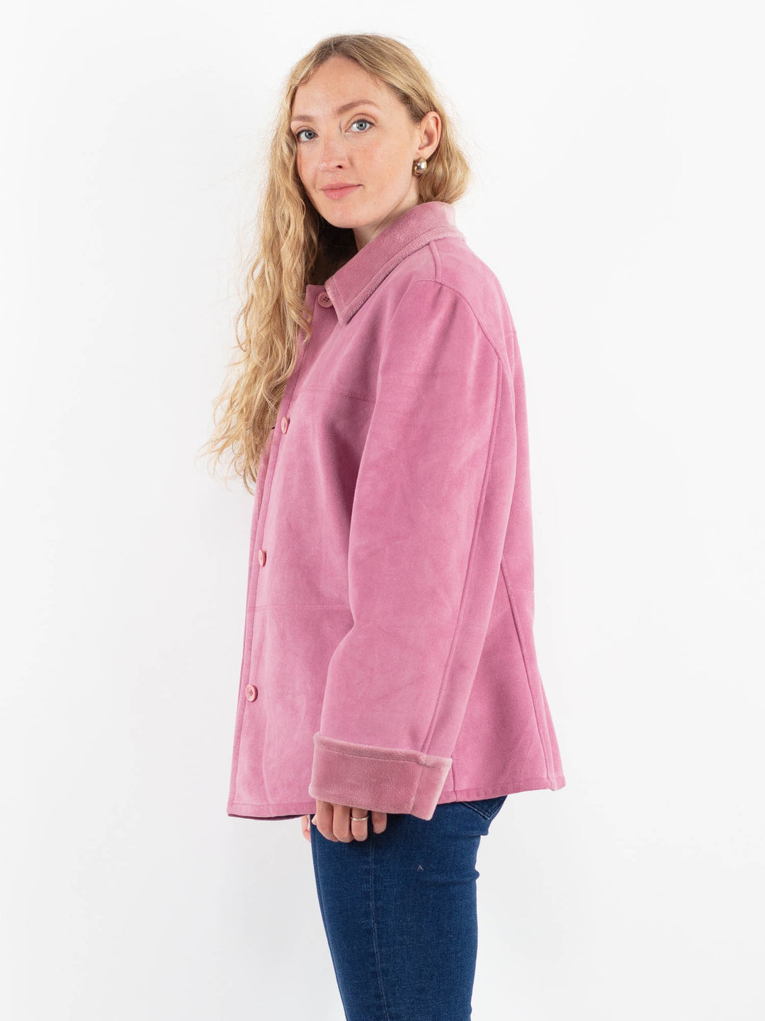 Vintage 00's Women Faux Sheepskin Jacket in PinkV9921