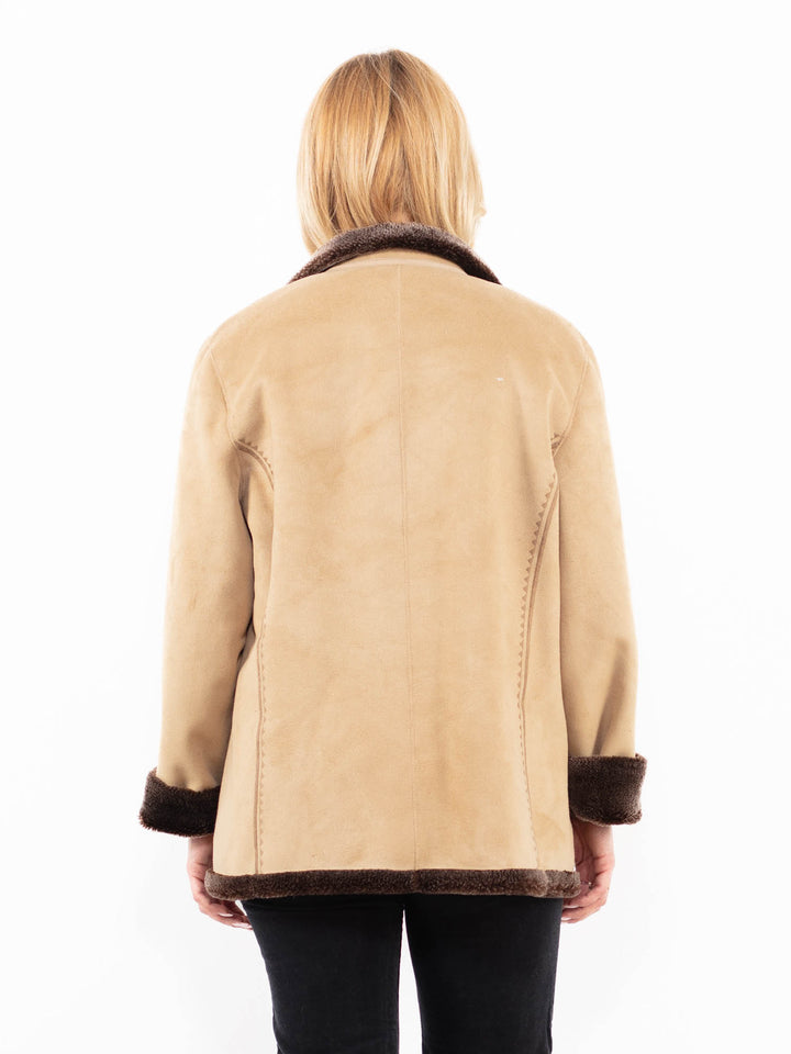 Vintage 00's Women Faux Sheepskin Jacket in BeigeA0219