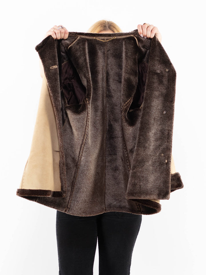Vintage 00's Women Faux Sheepskin Jacket in BeigeA0219