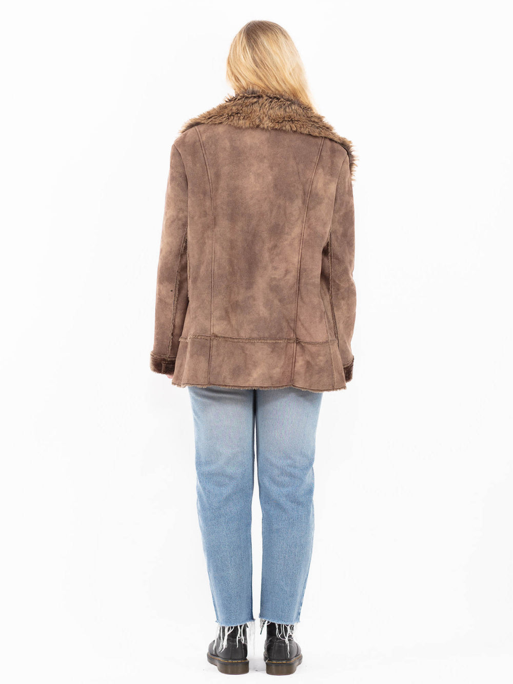 Vintage 00's Women Faux Sheepskin Jacket in BrownA0575