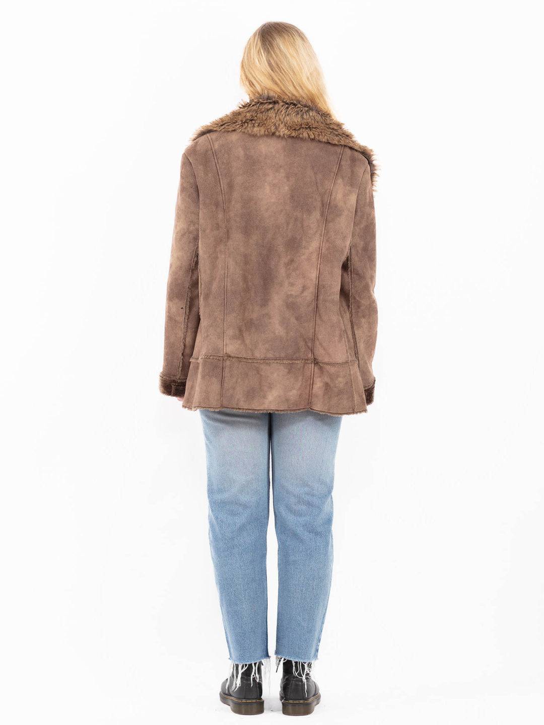 Vintage 00's Women Faux Sheepskin Jacket in BrownA0575