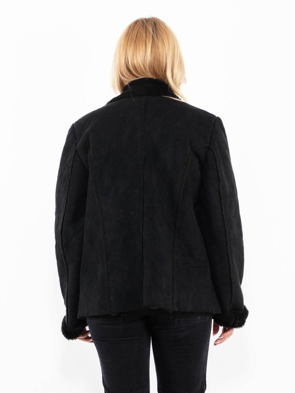 Vintage 00's Women Faux Sheepskin Jacket in BlackA0224