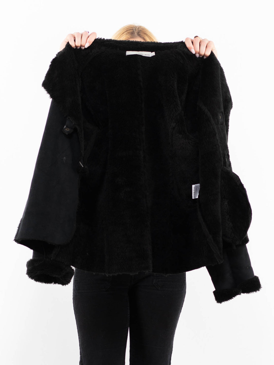 Vintage 00's Women Faux Sheepskin Jacket in BlackA0224