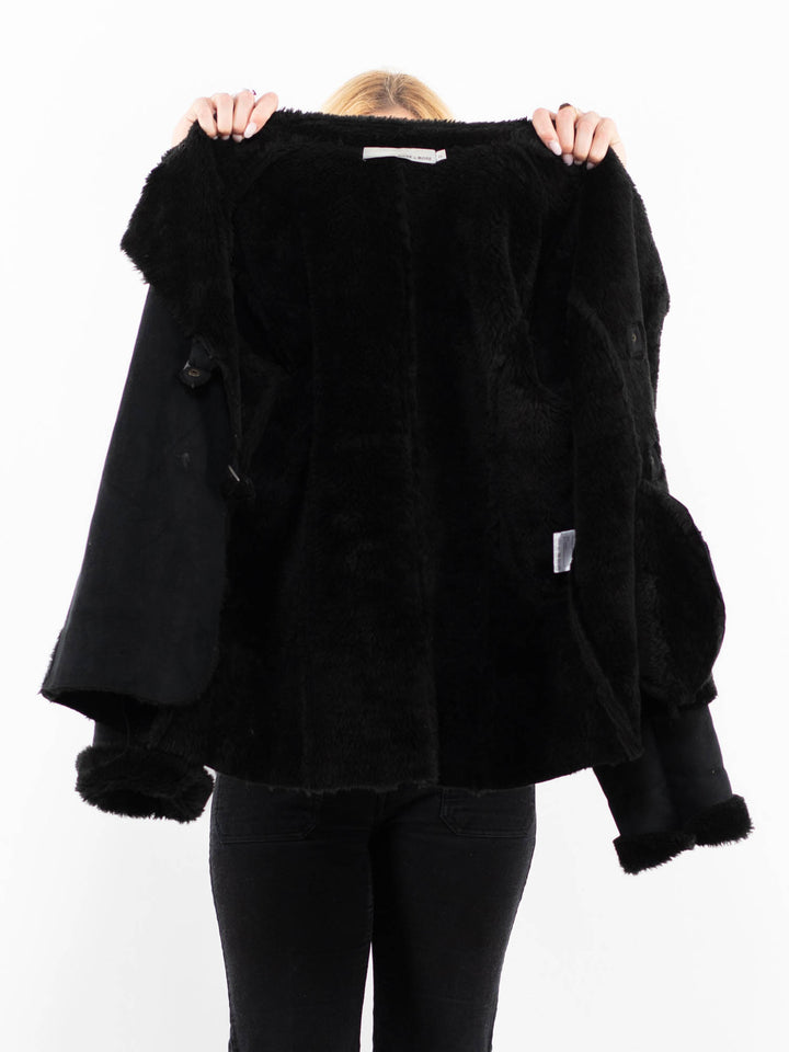 Vintage 00's Women Faux Sheepskin Jacket in BlackA0224