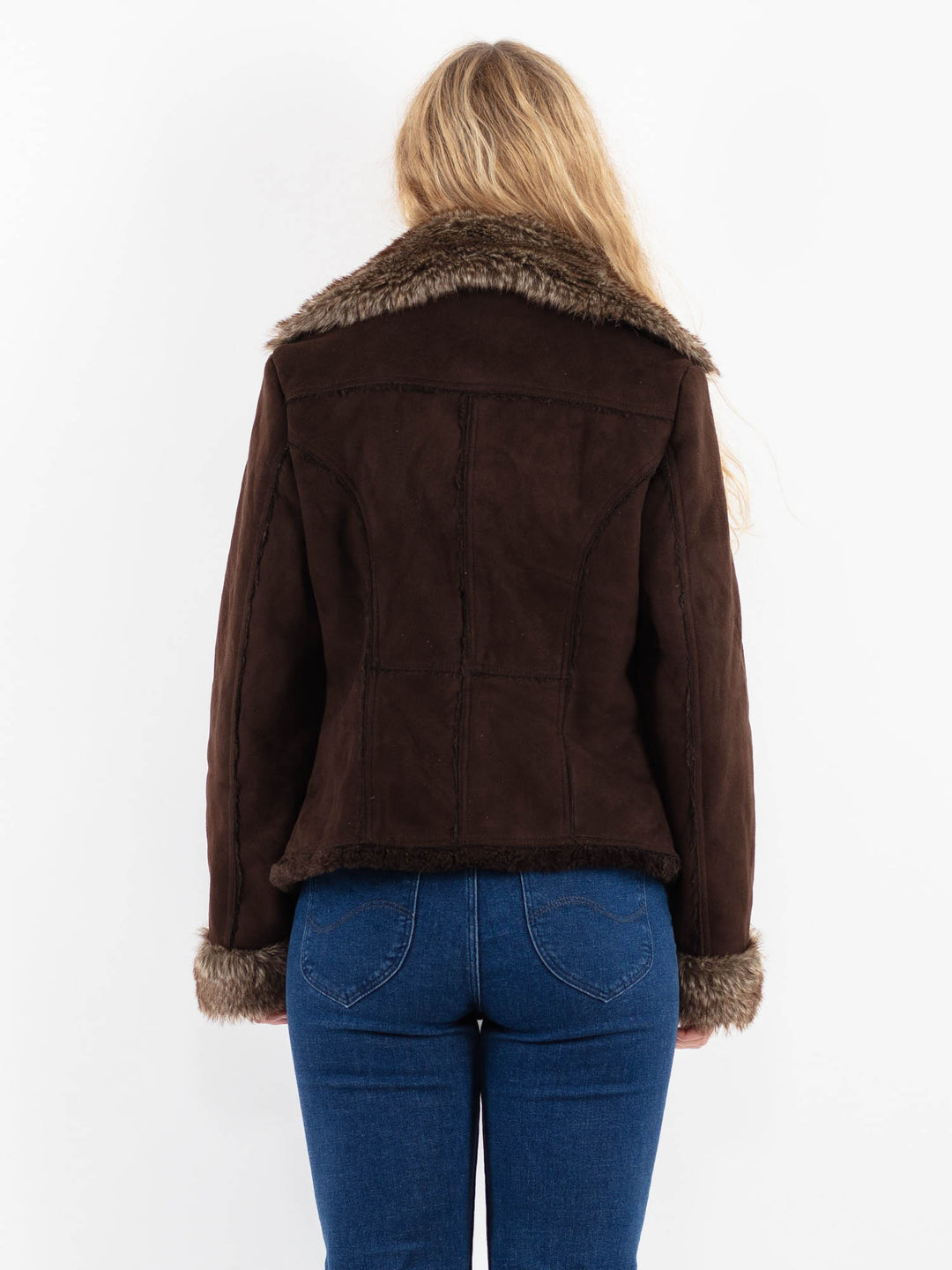 Vintage 00's Women Faux Sheepskin Jacket in BrownV9930
