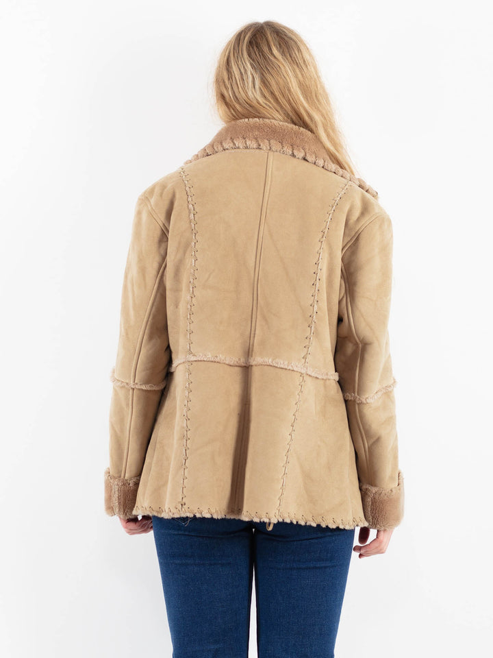 Vintage 00's Women Faux Sheepskin Jacket in BeigeV9931