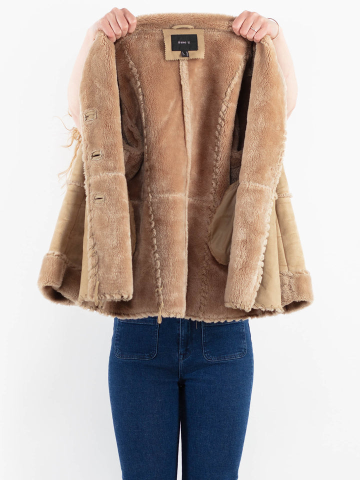 Vintage 00's Women Faux Sheepskin Jacket in BeigeV9931