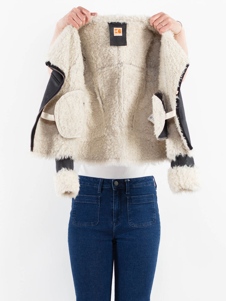 Vintage 00's Women Faux Sheepskin Jacket in GrayV9933