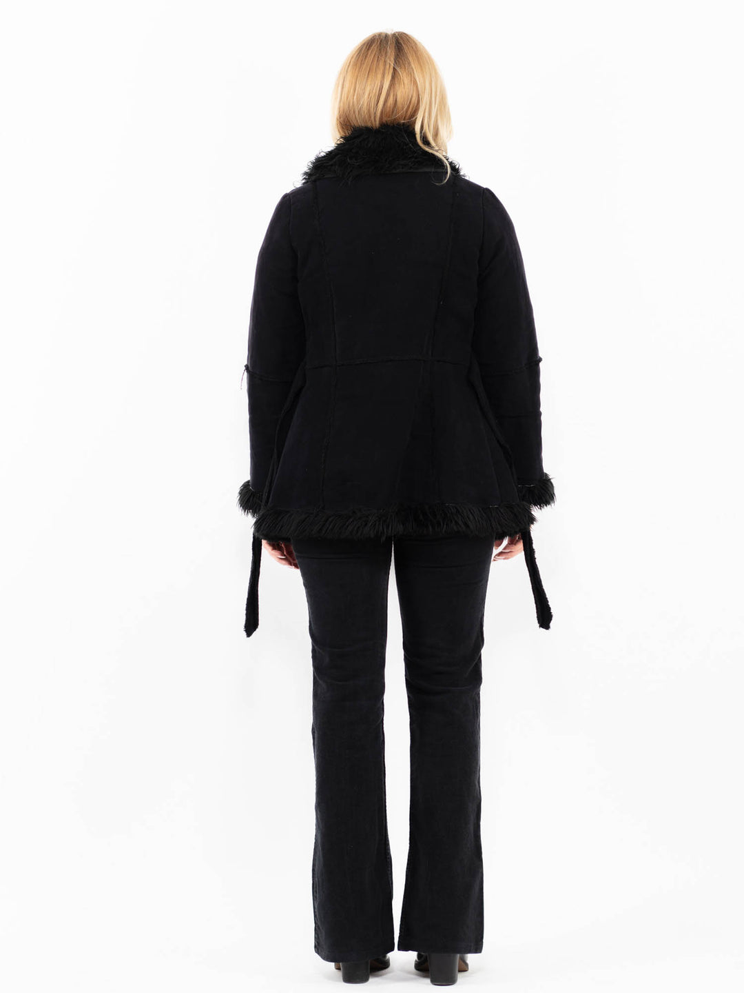 Vintage 00's Women Faux Sheepskin Jacket in BlackA0228