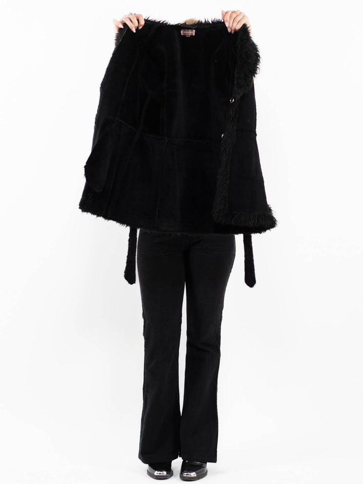 Vintage 00's Women Faux Sheepskin Jacket in BlackA0228