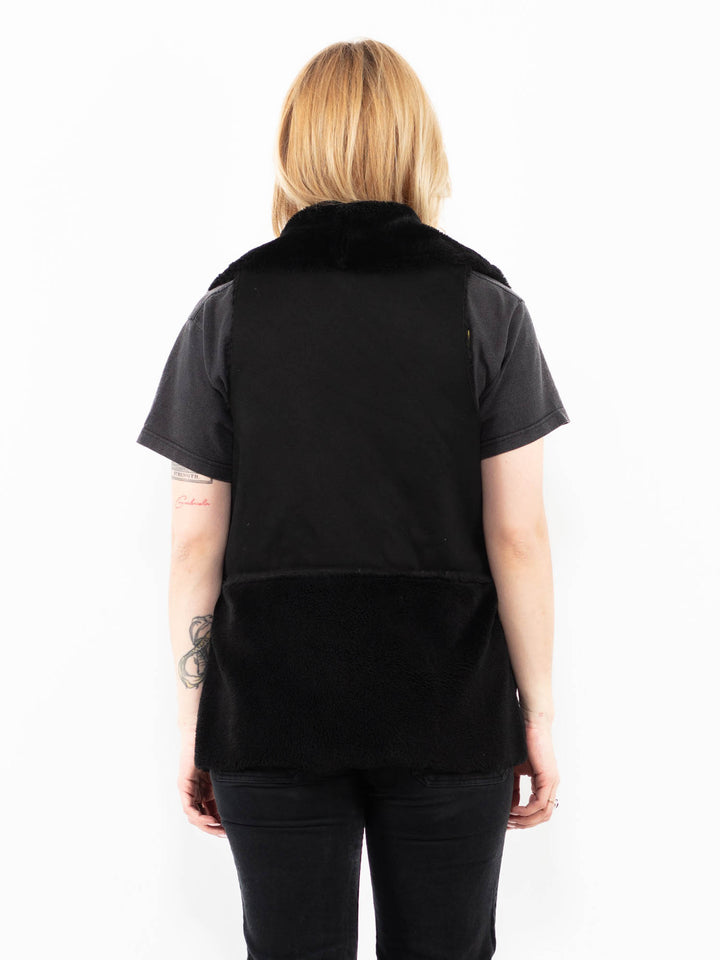 Vintage 00's Women Faux Sheepskin Vest in BlackA0235