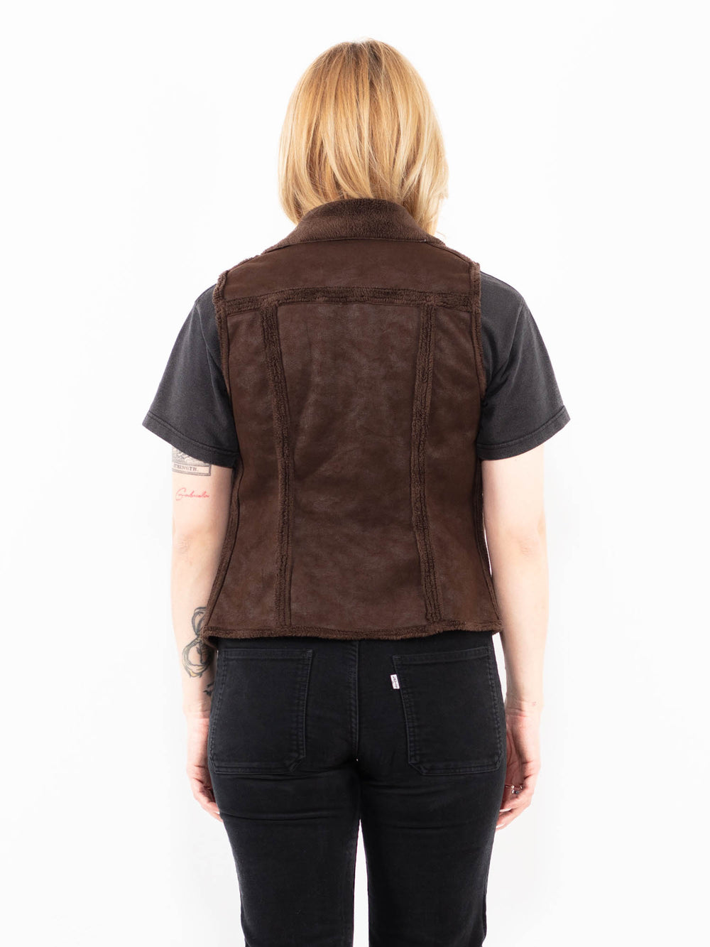 Vintage 00's Women Faux Sheepskin in BrownA0238