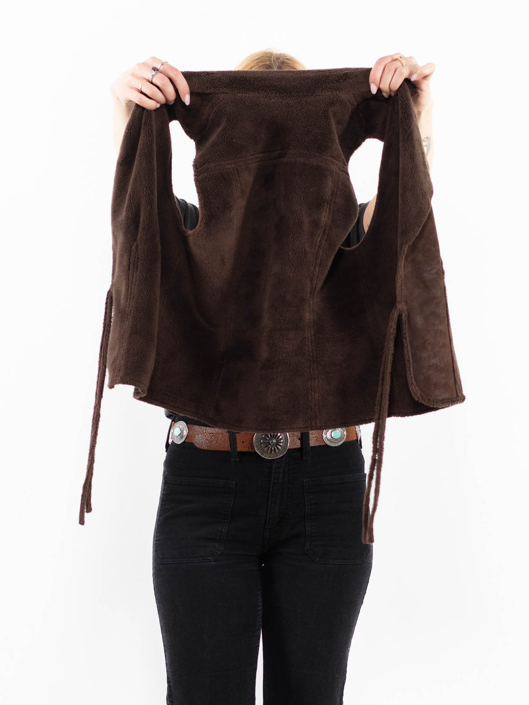Vintage 00's Women Faux Sheepskin in BrownA0238